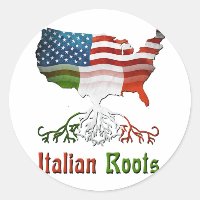 Pegatina Redonda Roots italianos americanos (Anverso)