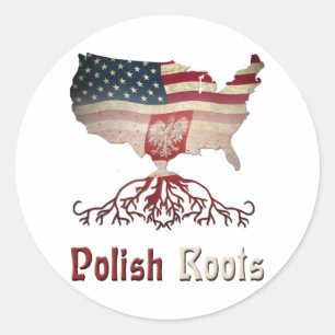 Pegatina Redonda Roots polacos norteamericanos
