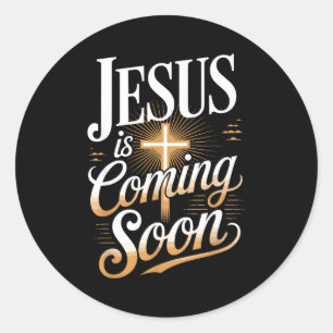 Pegatina Redonda Ropa Cristiana Atrevida Jesús Viene Pronto