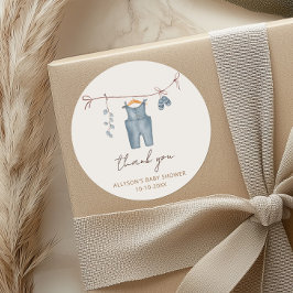 Pegatina Redonda Ropa de bebé de Boho bebé dulce bebé ducha