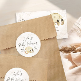 Pegatina Redonda Ropa de bebé Sexo Neutral Baby Shower