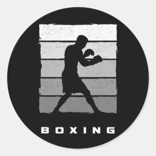 Pegatina Redonda Ropa de boxeo - Boxeador boxeando 1
