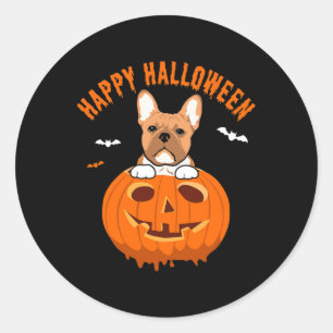 Pegatina Redonda Ropa de calabaza de Bulldog francés Día de Acción