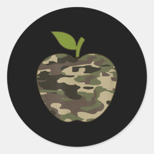 Pegatina Redonda Ropa de camuflaje de manzana de camuflaje Camo App