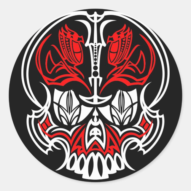 Pegatina Redonda Ropa de cráneo (Anverso)