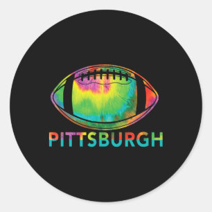 Pegatina Redonda Ropa de diseño de fútbol genial Tie Dye Pittsburgh