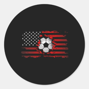 Pegatina Redonda Ropa de fútbol con bandera americana - Fútbol 