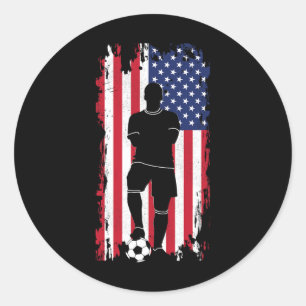 Pegatina Redonda Ropa de fútbol con bandera americana - Mujeres y n