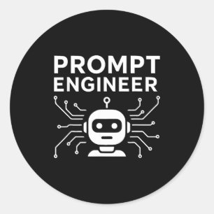 Pegatina Redonda Ropa de ingeniero de prompt divertido regalo de hu
