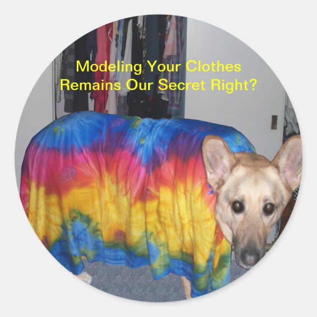 Pegatina Redonda Ropa de modelado del Día de la Madre (Anverso)