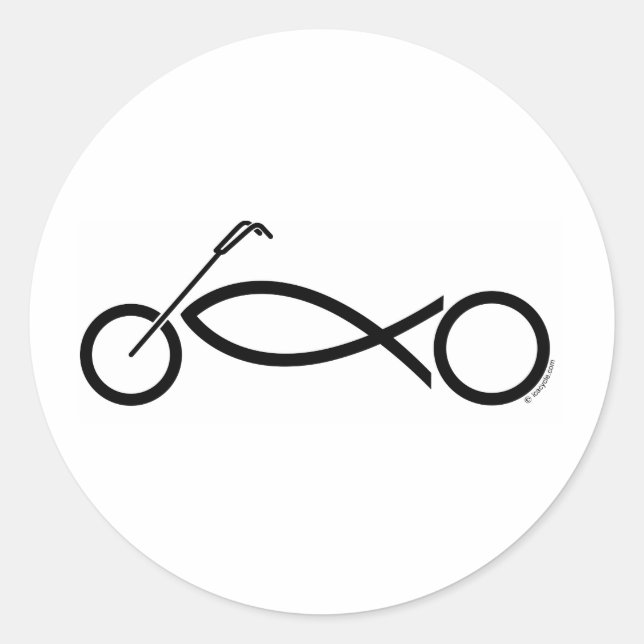 Pegatina Redonda Ropa de motocicleta y accesorios cristianos (Anverso)