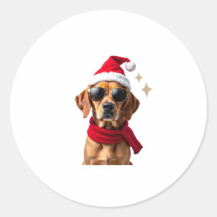 Pegatina Redonda Ropa de Navidad para Perro Boxer Divertida Luces d