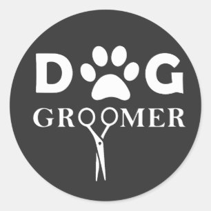 Pegatina Redonda Ropa de trabajo divertida Mascota Grooming Perro G