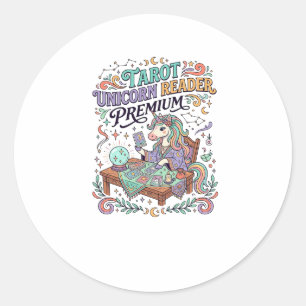 Pegatina Redonda Ropa de Unicornio Tarot Lector de Unicornios Premi