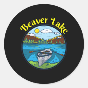 Pegatina Redonda Ropa del lago Beaver Arkansas Barcos retro 