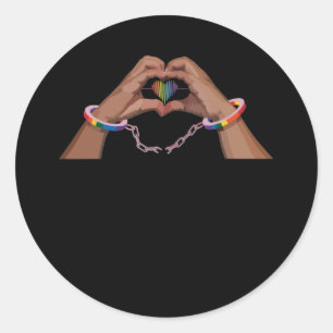 Pegatina Redonda Ropa del orgullo gay LGBT Bandera arcoiris Corazón