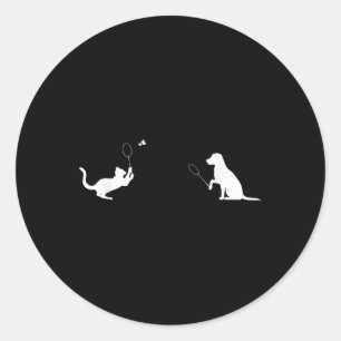 Pegatina Redonda Ropa divertida de diseño de gato y perro de bádmin