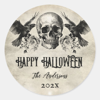 Pegatina Redonda Ropa gótica de Halloween con velas de murciélago r