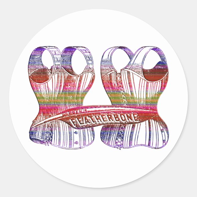 Pegatina Redonda Ropa interior Corset Bustier Victorian (Anverso)