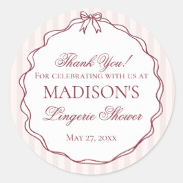 Pegatina Redonda Ropa Interior Roja Borgoña para Fiesta de Despedid