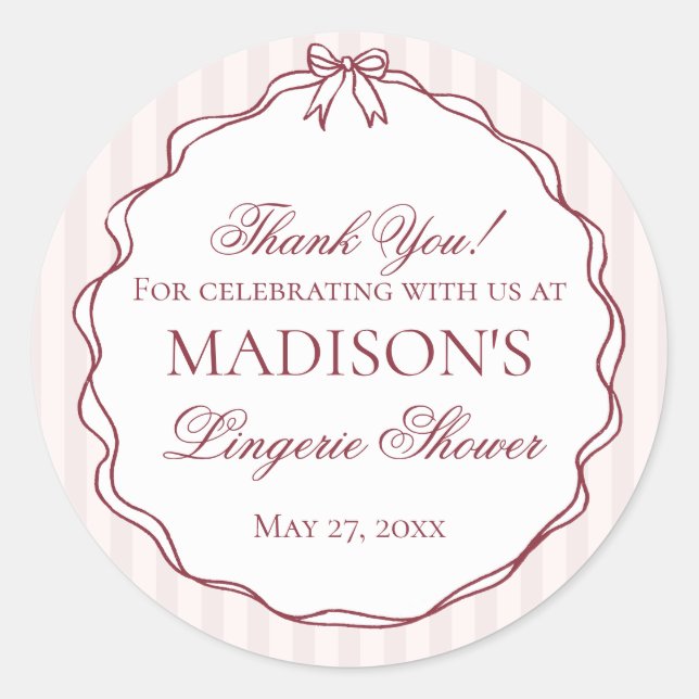 Pegatina Redonda Ropa interior roja Borgoña para la fiesta de despe (Anverso)