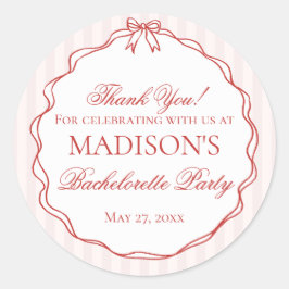 Pegatina Redonda Ropa Interior Rosa y Roja Favoritismos para Fiesta