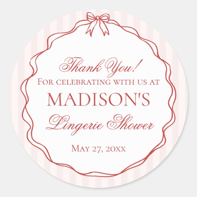 Pegatina Redonda Ropa interior rosa y roja Favoritos para fiesta de (Anverso)