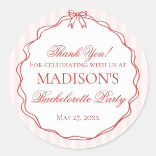 Pegatina Redonda Ropa Interior Rosa y Roja Favoritos para Fiesta de