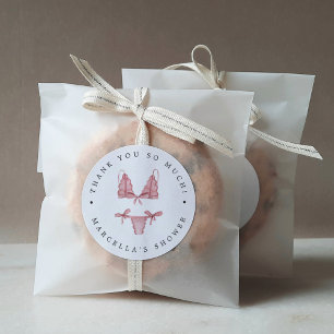 Pegatina Redonda Ropa interior y palomas Lencería Gracias