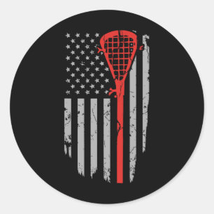 Pegatina Redonda Ropa juvenil de lacrosse de bandera estadounidense