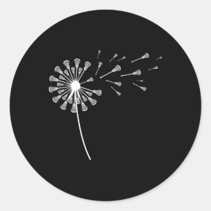 Pegatina Redonda Ropa Lax para Mujeres Stick de Lacrosse Dandelion