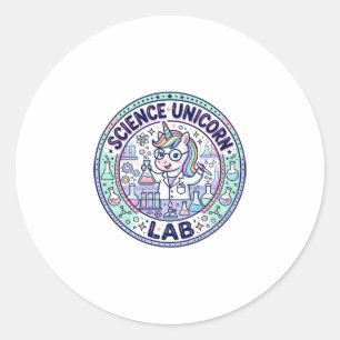 Pegatina Redonda Ropa lista para POD de Unicorn Science Unicorn Lab