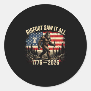 Pegatina Redonda Ropa patriótica bigfoot 1776-2026 250 años