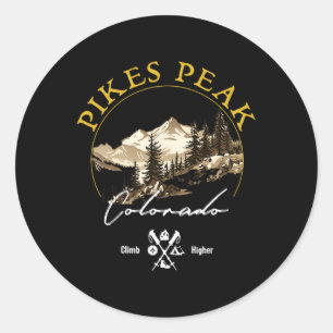 Pegatina Redonda Ropa Retro Vintage de Pikes Peak - Souv de Pikes P