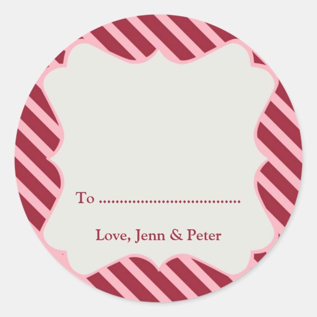 Pegatina Redonda Ropa roja marco rosado Navidad regalo de vacacione (Anverso)