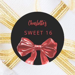 Pegatina Redonda Ropa roja negra Dulce 16