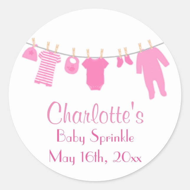 Pegatina Redonda Ropa Rosa Pequeña Pegatinas rociadores (Anverso)