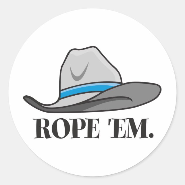 Pegatina Redonda Rope 'em cowboy (Anverso)