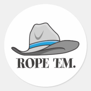 Pegatina Redonda Rope los engranaje del vaquero