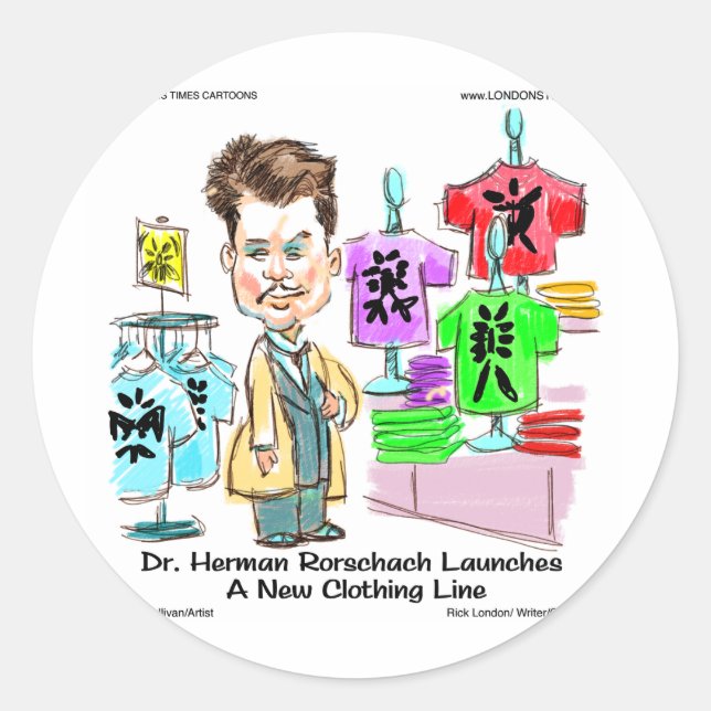 Pegatina Redonda Rorschach Brands Graciosos regalos, tazas y tarjet (Anverso)