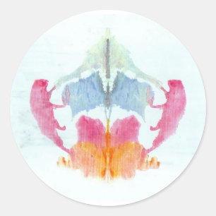 Pegatina Redonda Rorschach Test Ink Blots Plate 8 Animal