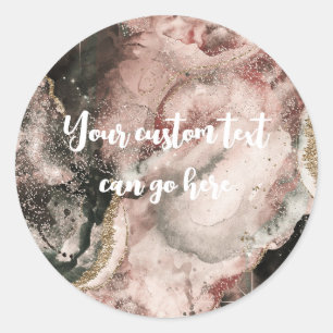 Pegatina Redonda Rosa ahumado cósmico acuarela dorado celestial 