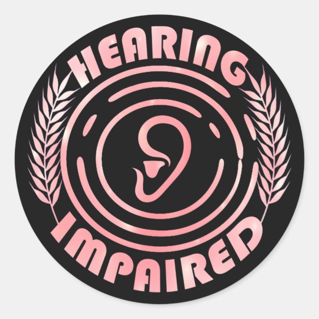 Pegatina Redonda Rosa - Alteración auditiva (Anverso)