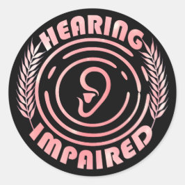 Pegatina Redonda Rosa - Alteración auditiva