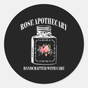 Pegatina Redonda Rosa-Apothecary, artesanado con cuidado