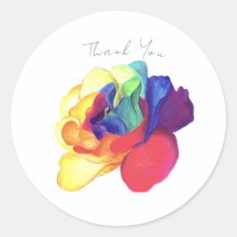 Pegatina Redonda Rosa arcoiris colorido Gracias