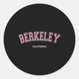Pegatina Redonda Rosa Berkeley California Ca Estilo Varsity En Berk
