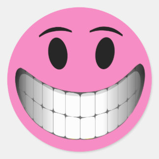 Pegatina Redonda Rosa Big Smile Face