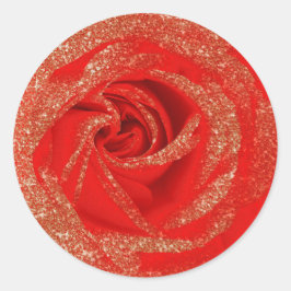 Pegatina Redonda Rosa Blanca Madera Glitter Oro Rojo Shabby Chic