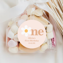 Pegatina Redonda Rosa bohemio un día de fiesta